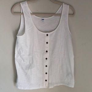 Old Navy White Tank Top with Button detail